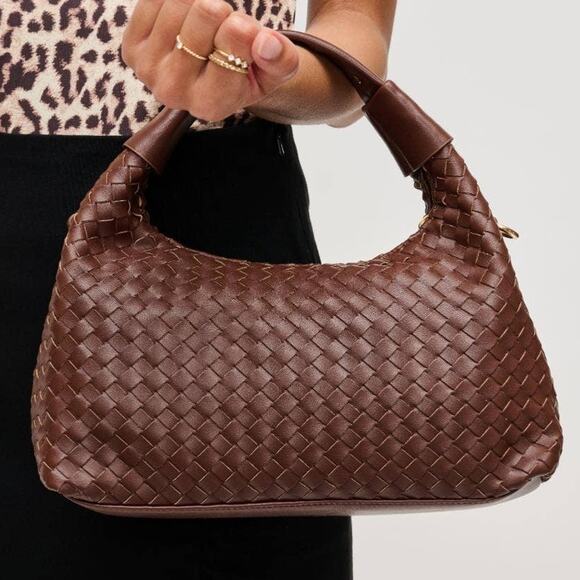Urban Expressions Handbags - Ripley Woven Crossbody Chocolate Brown